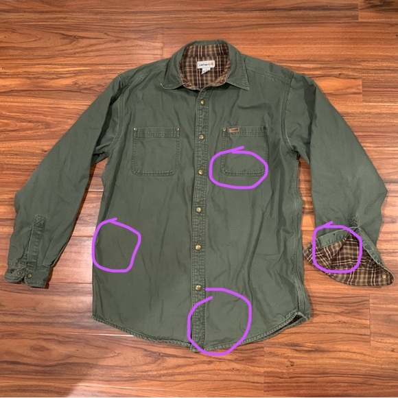 Vintage Carhartt Flannel Linned Work Shirt, 100% Cotton - Men’s SIZE LARGE - Picture 8 of 16